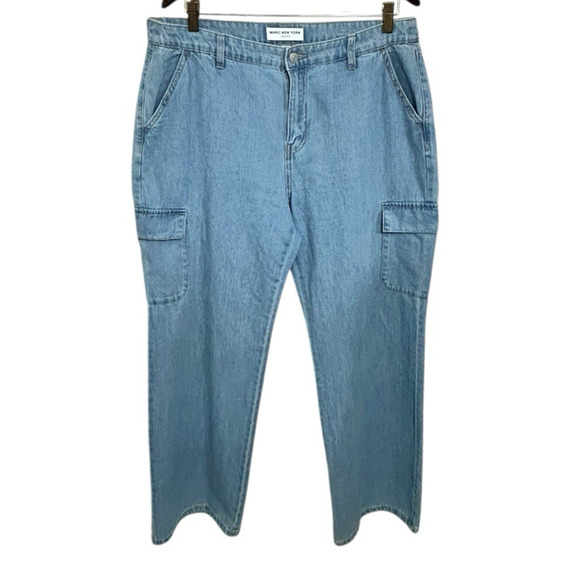 Marc New York Jeans Straight Leg Cargo Jeans Sz 14 Light Blue Wash Relaxed - Picture 3 of 8